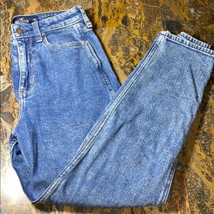 high rise dark wash hollister mom jeans